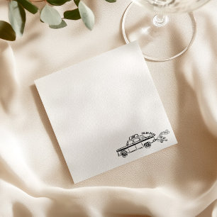 Servilleta De Papel Taxis de recién casados dibujados a mano boda