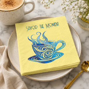 Servilleta De Papel Taza de café azul artístico con patrones giratorio