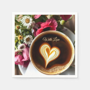 Servilleta De Papel Taza de café personalizada "Con Amor" y amapolas r