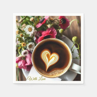 Servilleta De Papel Taza de café personalizada "Con Amor" y amapolas r