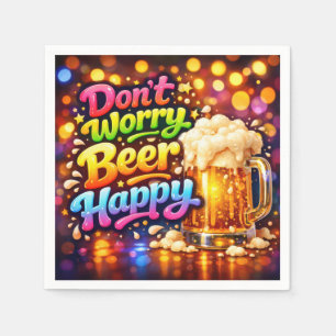 Servilleta De Papel Taza de cerveza con cita de neón arcoíris