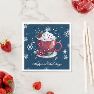 Servilleta De Papel Taza de Chocolate Caliente de Navidad   Azul