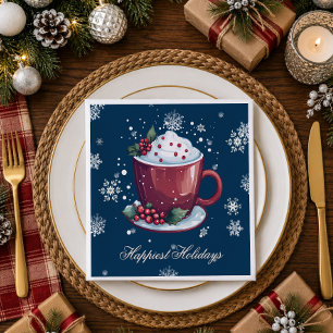 Servilleta De Papel Taza de Chocolate Caliente de Navidad Azul