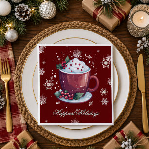 Servilleta De Papel Taza de Chocolate Caliente de Navidad   Rojo