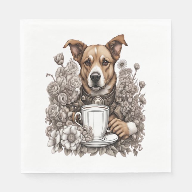 Servilleta De Papel taza de perro y café (Anverso)