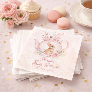 Servilleta De Papel Taza de té de conejo Bunny acuarela Floral Baby Sh