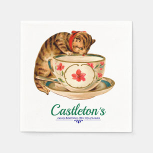Servilleta De Papel Taza de té del vintage y poster del gatito para l