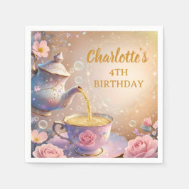 Servilleta De Papel Taza de té floral y tetera - Fiesta de té elegante