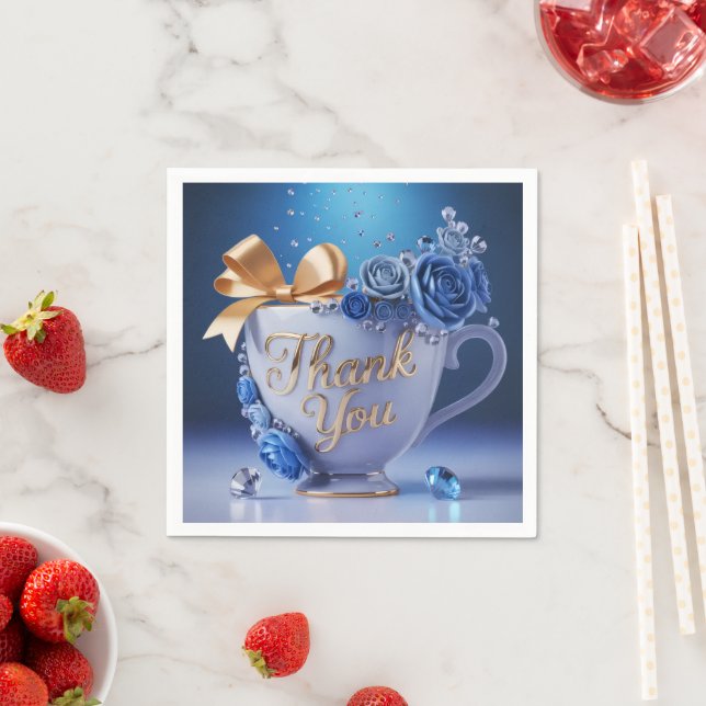 Servilleta De Papel Taza de Té Rosa Azul, Gracias, (In situ)