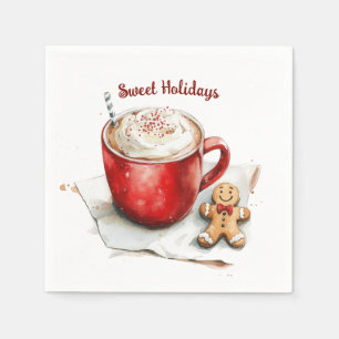 Servilleta De Papel Taza Roja Galleta de Jengibre Dulces Fiestas