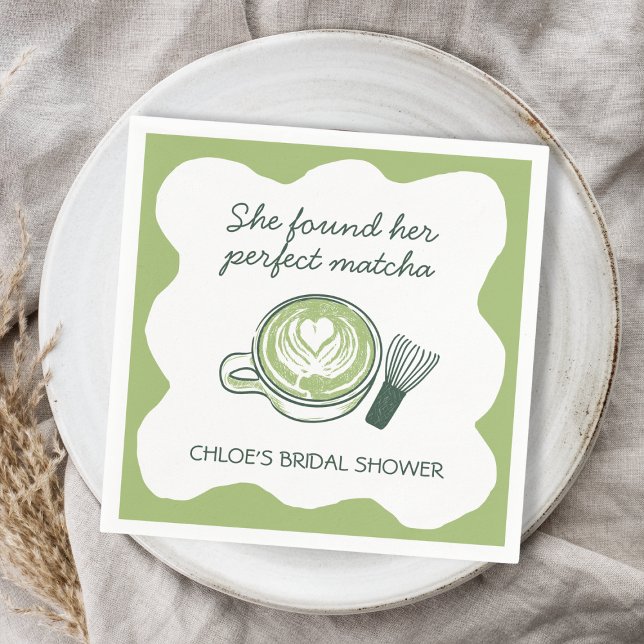 Servilleta De Papel Taza y Batidor de Matcha Té Verde Perfectos Regalo (Perfect Matcha Green Tea Bachelorette Square Sticker)