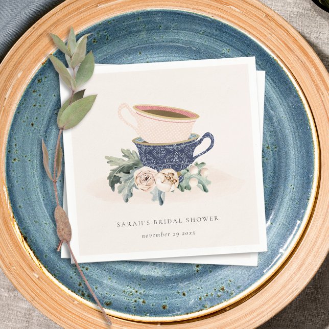 Servilleta De Papel Tazas Azules de Cielo con Flores para Té de Boda (Subido por el creador)
