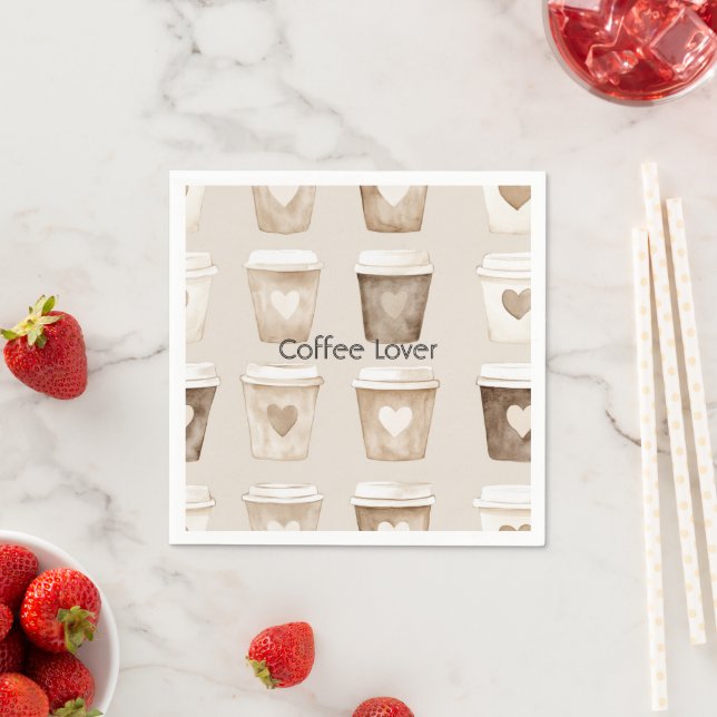 Servilleta De Papel Tazas de Corazón de Café con Crema (In situ)