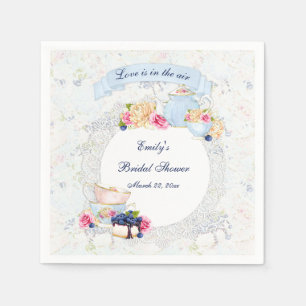 Servilleta De Papel Tazas de té para fiesta del té Tetera Azul Blanco