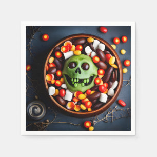 Servilleta De Papel Tazón de dulces espeluznantes de Halloween