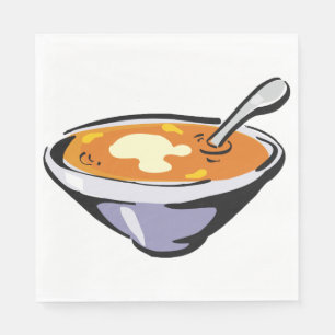 Servilleta De Papel Tazón de sopa de tomate con cuchara