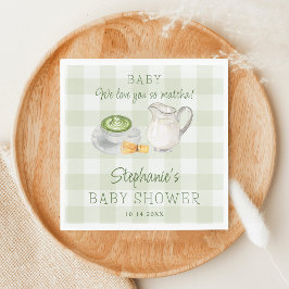 Servilleta De Papel Te Amamos Tanto Matcha Verde Gingham Baby Shower