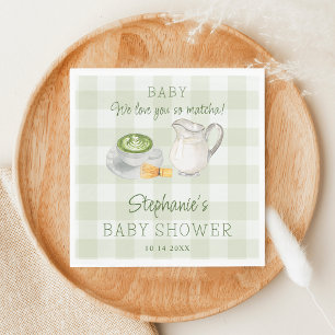 Servilleta De Papel Te Amamos Tanto Matcha Verde Gingham Baby Shower