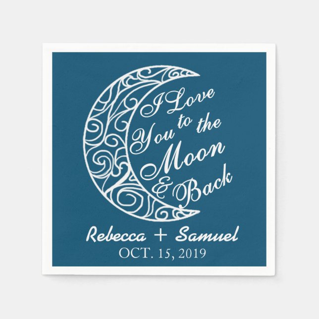 Servilleta De Papel "Te amo a la luna y a la espalda" Boda personaliza (Anverso)