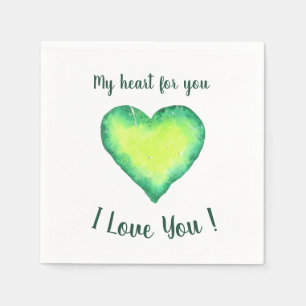 Servilleta De Papel Te amo el cumpleaños del corazón azul y verde lind
