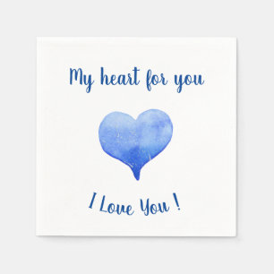 Servilleta De Papel Te Amo El día de San Valentín Cute Blue Heart