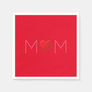 Servilleta De Papel Te amo, mamá papel rojo negro de corazón