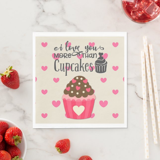 Servilleta De Papel Te Amo Más Que Cupcakes Papel Napkin (In situ)