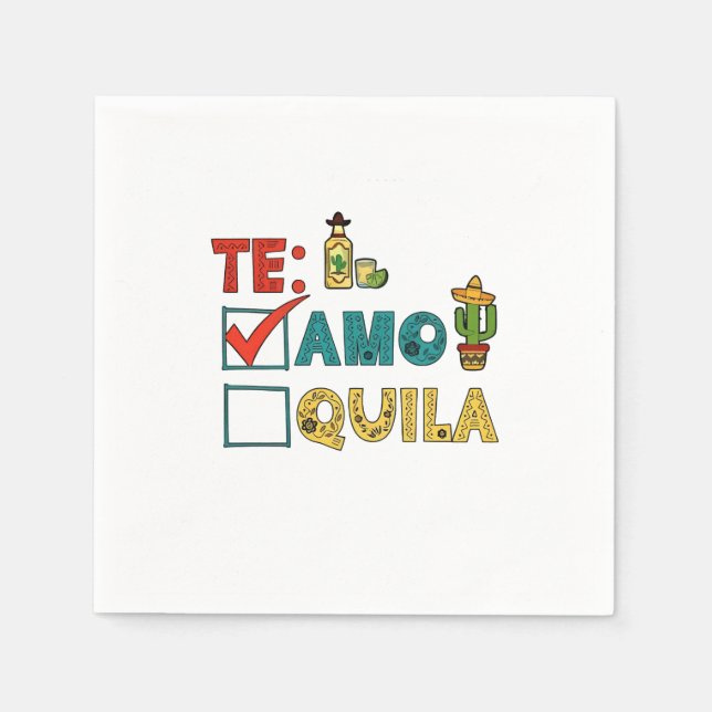 Servilleta De Papel Te Amo Tequila Cinco De Mayo Funny (Anverso)