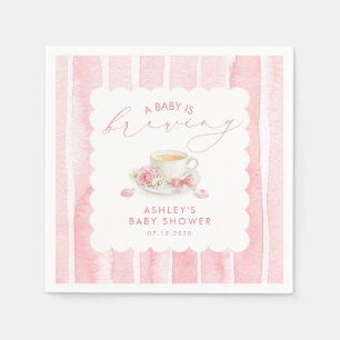 Servilleta De Papel Té de Bebe con Lazo Rosa Baby Is Brewing Fiesta de