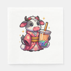 Servilleta De Papel Té de burbuja de vaca de té japonés Kimono _1_1