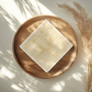 Servilleta De Papel Té de la Tarde Desayuno Nupcial Amarillo Dibujado 