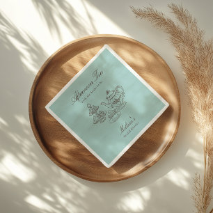 Servilleta De Papel Té de la Tarde Sobres de Boda Dibujados a Mano en 