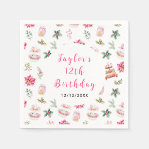 Servilleta De Papel Té de Navidad de Cumpleaños Fiesta Rosa