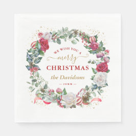 Servilleta De Papel Te Deseamos Un Monograma De La Guirnalda De Navida