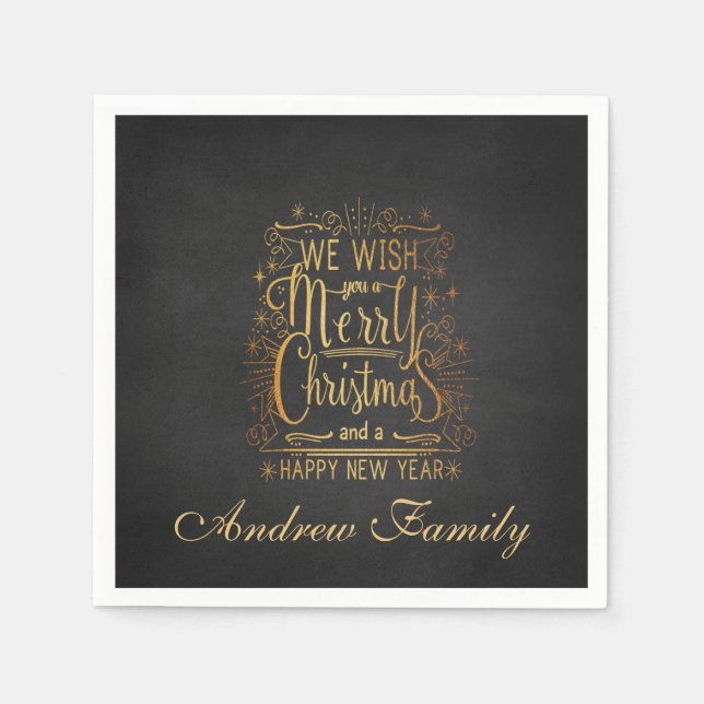 Servilleta De Papel Te deseamos una Napkin personalizada navideña (Anverso)