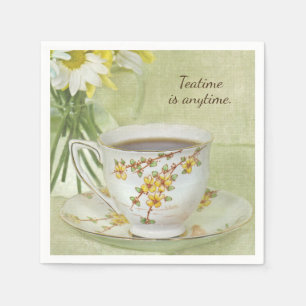Servilleta De Papel té en té vintage en platillo