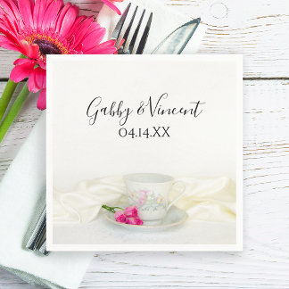 Servilleta De Papel Té floral y Boda de rosas rosadas
