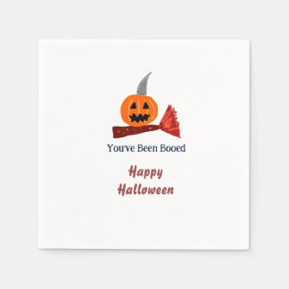 Servilleta De Papel Te han abucheado feliz Halloween escoba de calabaz