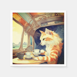 Servilleta De Papel Té para beber gato naranja