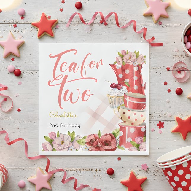 Servilleta De Papel Té para dos, cumpleaños con flores de té (Subido por el creador)