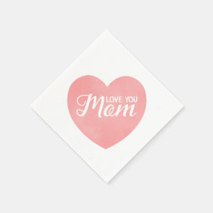 Servilleta De Papel Te quiero mamá de corazón rosado, diseño del día d