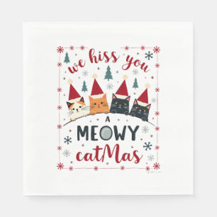 Servilleta De Papel Te Silbamos Un Meowy Catmas Gato Divertido Navidad