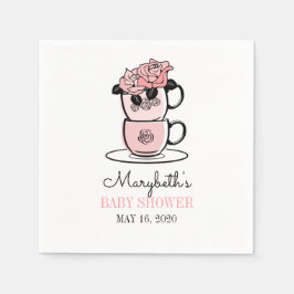 Servilleta De Papel Té Teacup & Flowers Baby Shower Paper Napkin