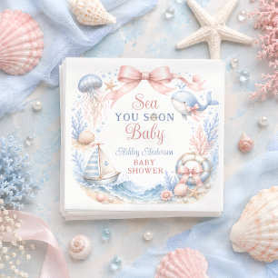 Servilleta De Papel Te Vemos Pronto Bebe Fiesta Costera de Bebe
