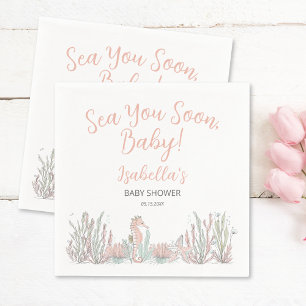 Servilleta De Papel Te Vemos Pronto Cute Baby Shower Dibujado a Mano