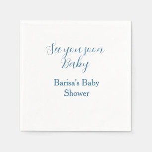Servilleta De Papel te veo pronto baby shower azul nombre fecha simple