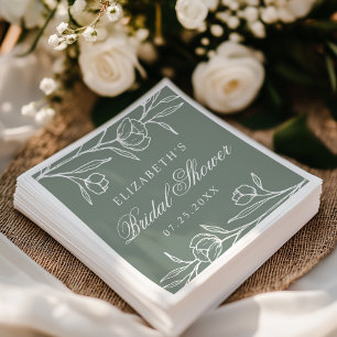 Servilleta De Papel Té Verde Esbozado Regalo de Boda Floral