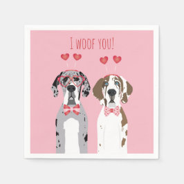 Servilleta De Papel Te Woof Great Dane Dogs Pink Red