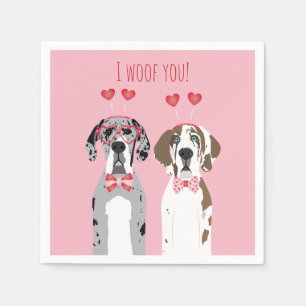 Servilleta De Papel Te Woof Great Dane Dogs Pink Red