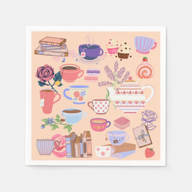 Servilleta De Papel Té Y Libros (Anverso)